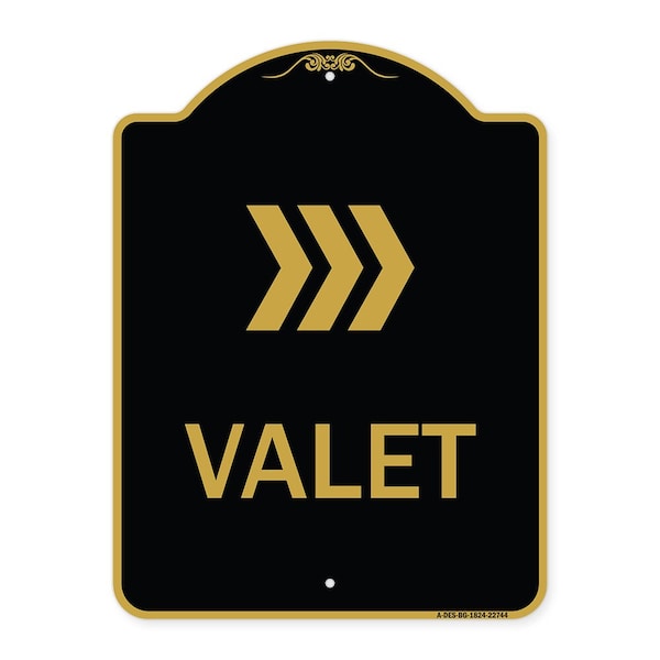 Signmission Designer Series Sign-Valet Right Arrow, Black & Gold Aluminum Sign, 18" x 24", BG-1824-22744 A-DES-BG-1824-22744 - main